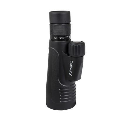 Black monocular with 'Outland X' branding on a white background