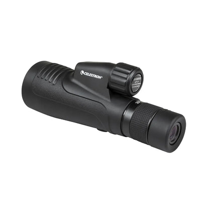 Black Celestron monocular on a white background