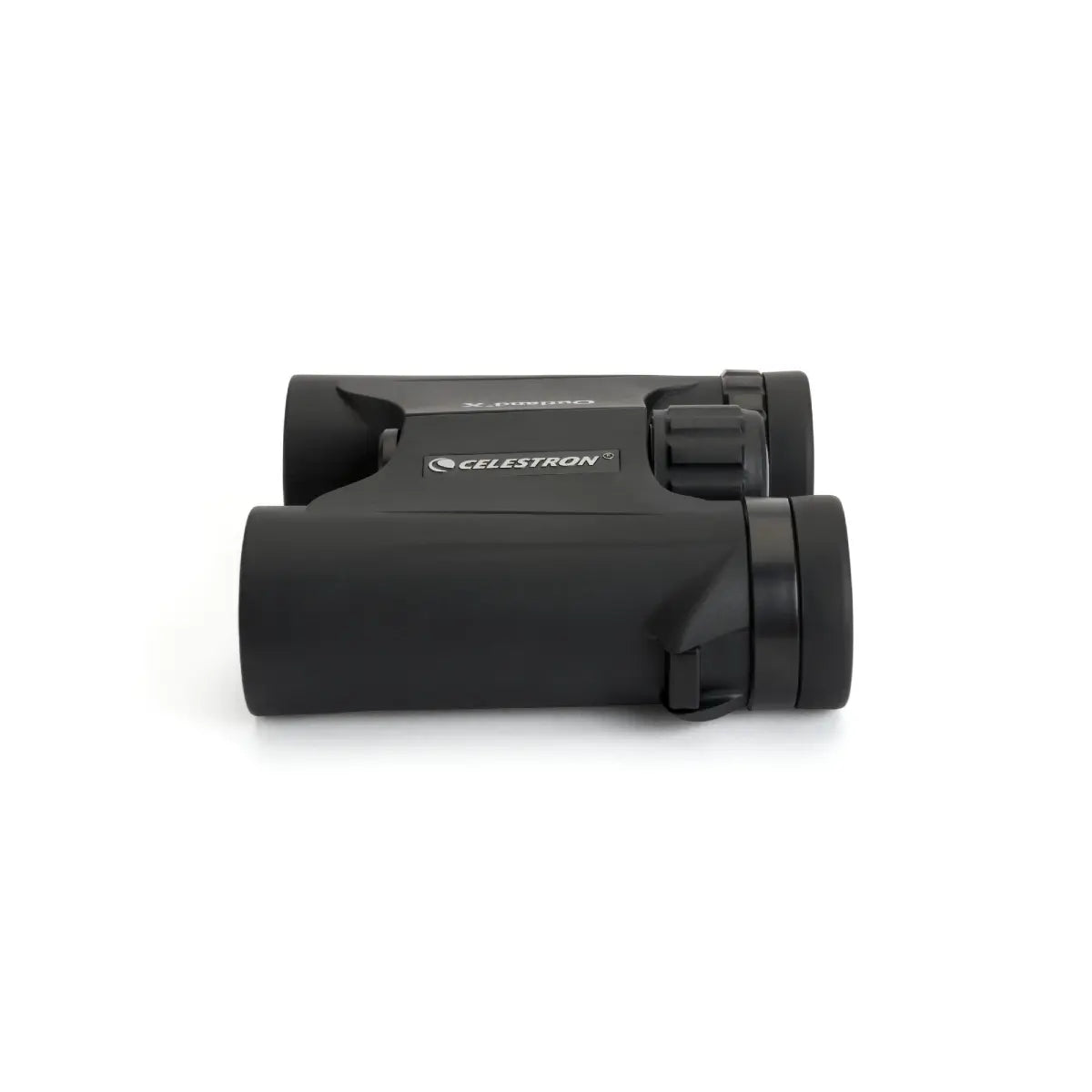 Black Celestron binoculars on a white background