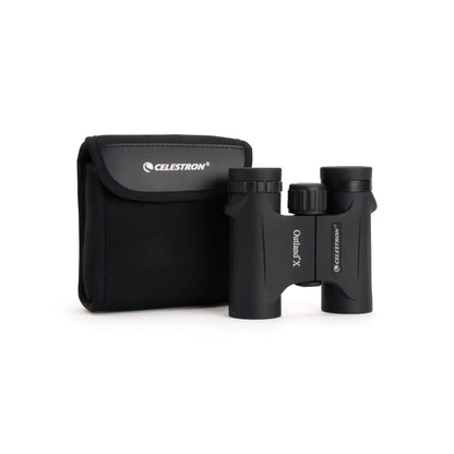 Celestron binoculars with carrying case on a white background