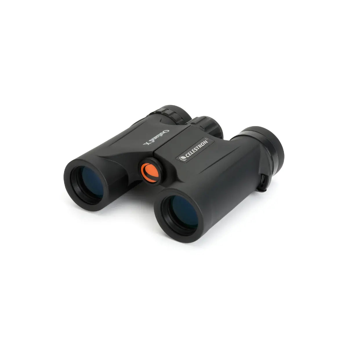 Black Celestron binoculars on a white background