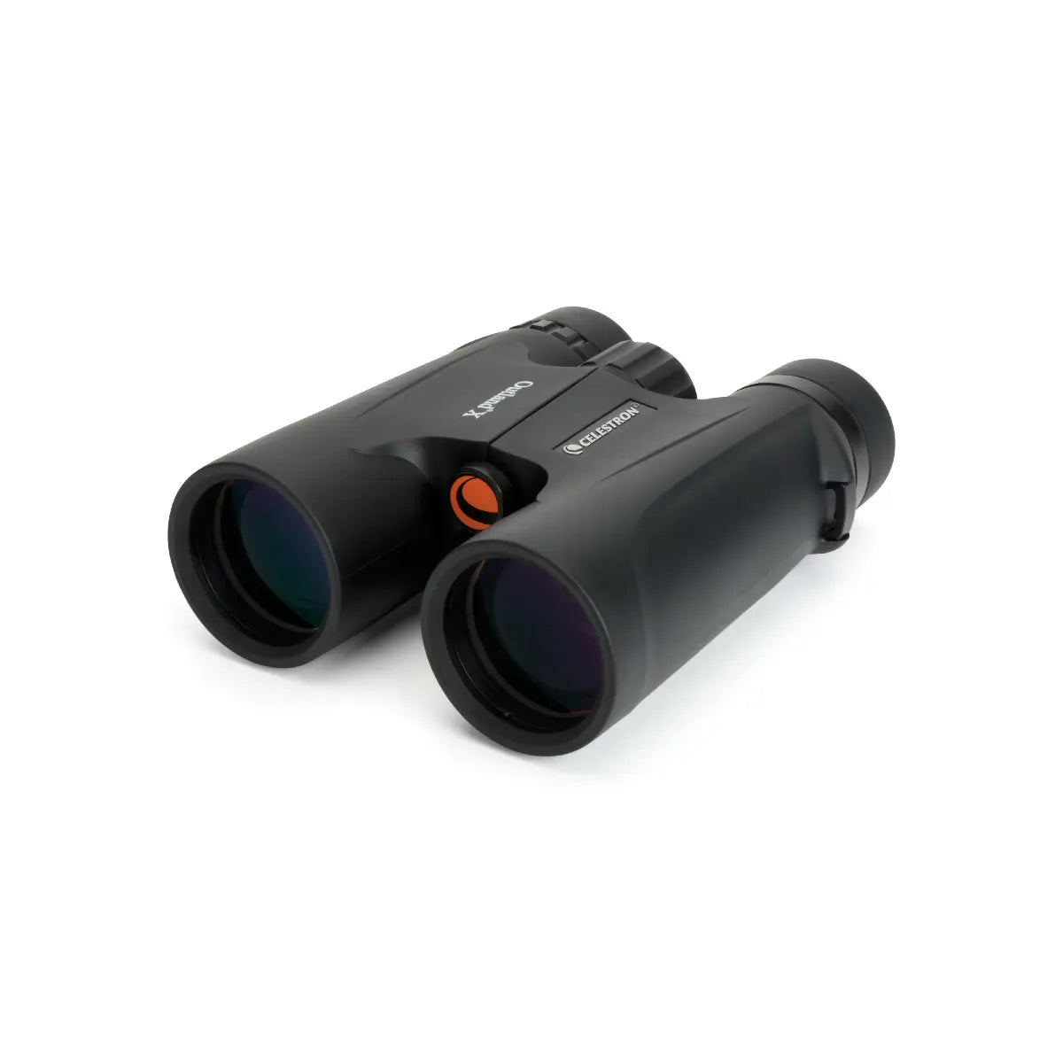 Black binoculars on a white background