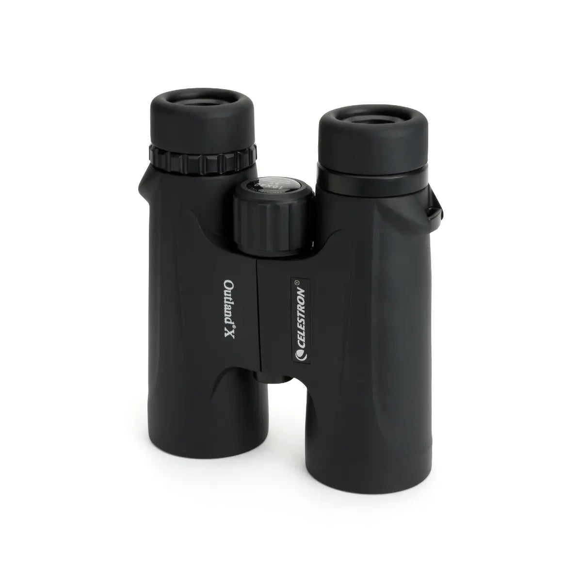 Black binoculars with Celestron logo on a white background