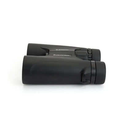 Black binoculars with Celestron logo on a white background