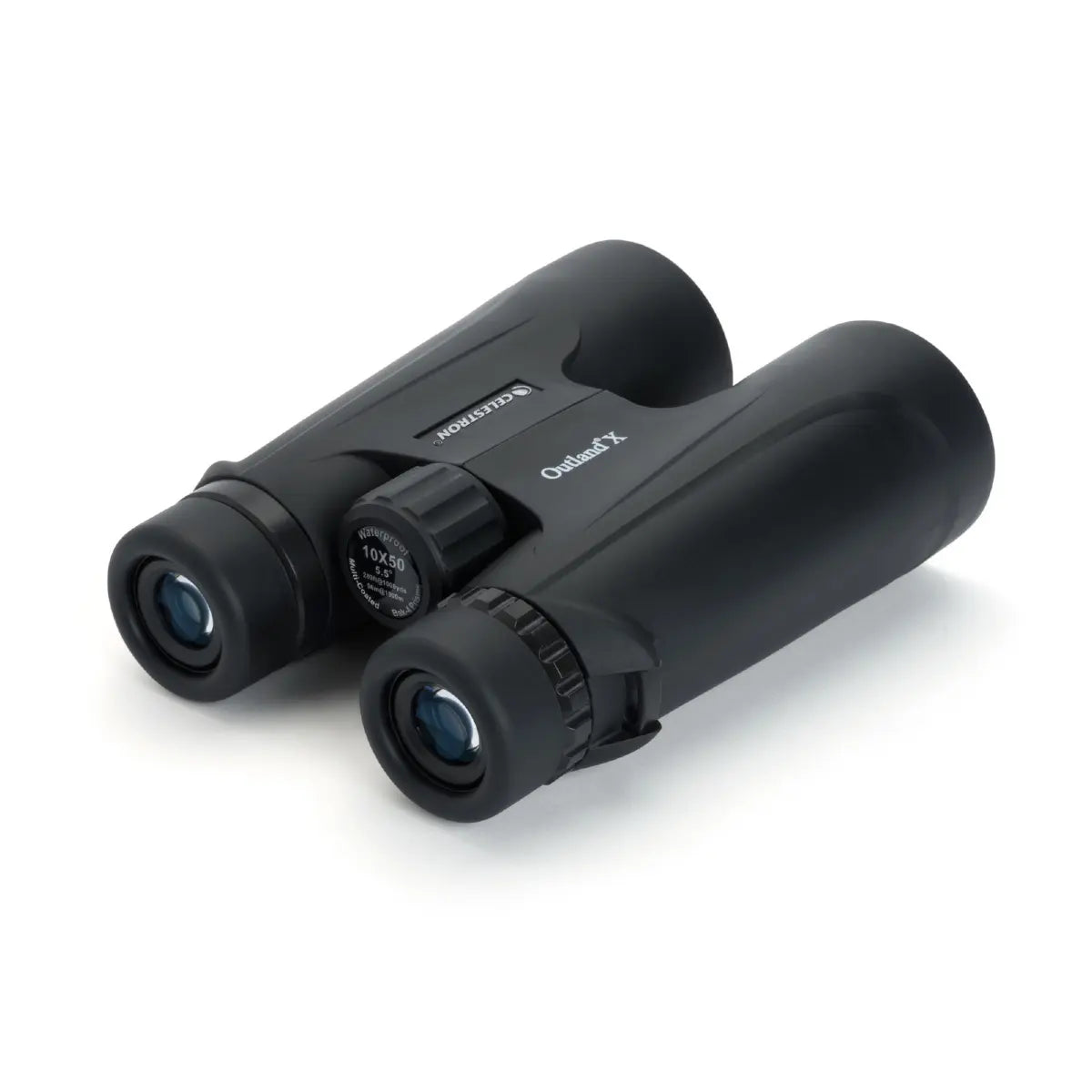Black binoculars on a white background