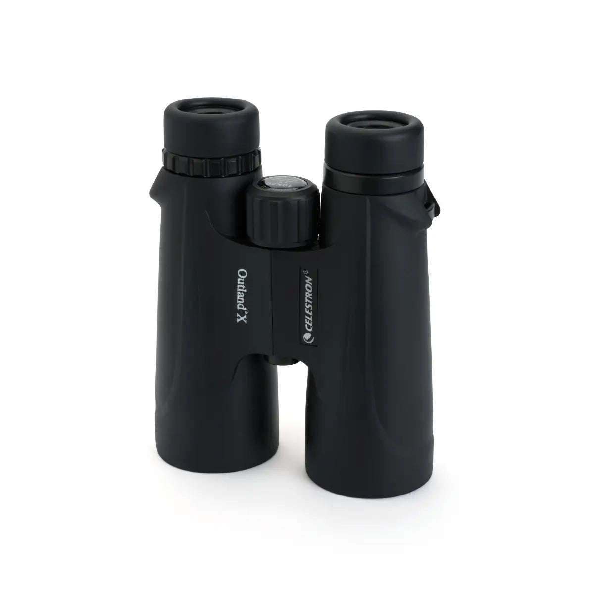Black binoculars with Celestron logo on a white background