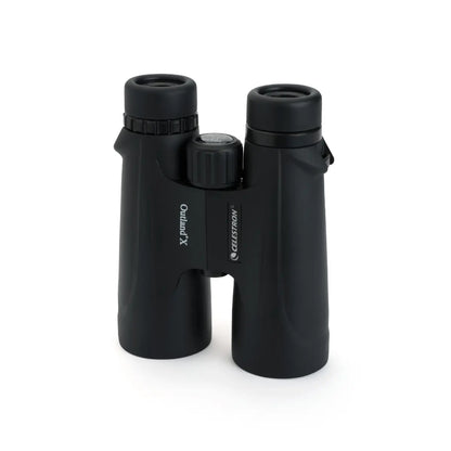 Black binoculars with Celestron logo on a white background
