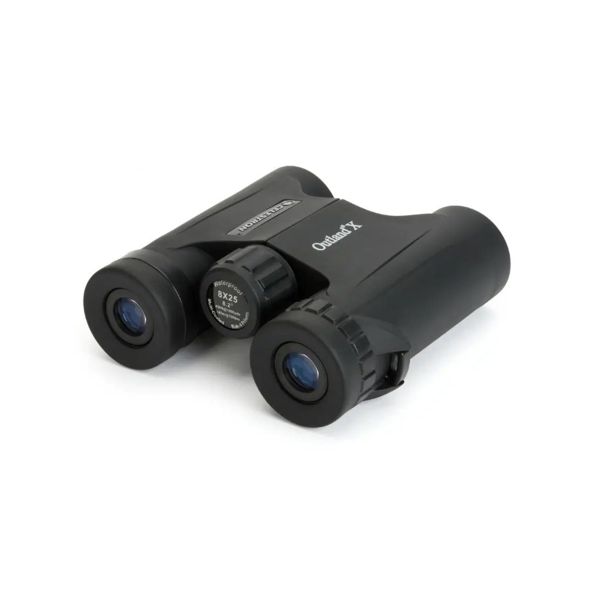 Black binoculars on a white background