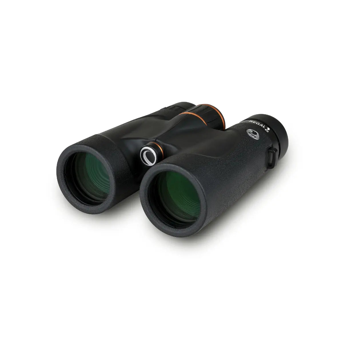 Black binoculars on a white background