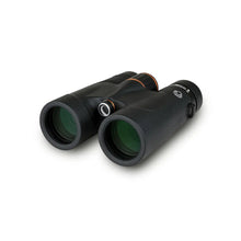 Pair of black binoculars on a white background