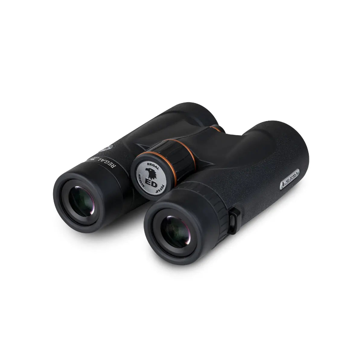 Black binoculars on a white background