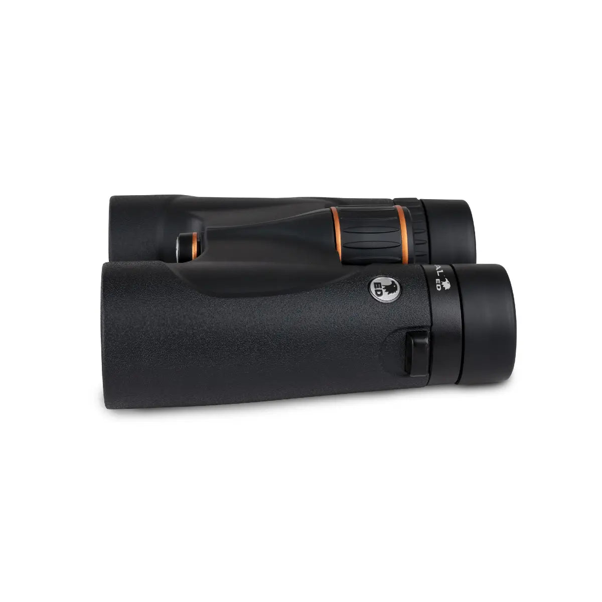 Black binoculars on a white background