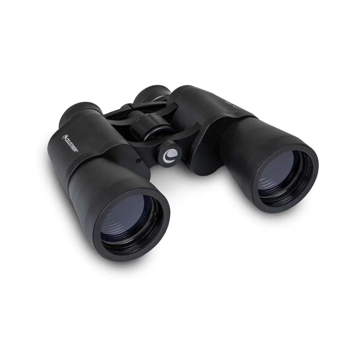Black binoculars on a white background