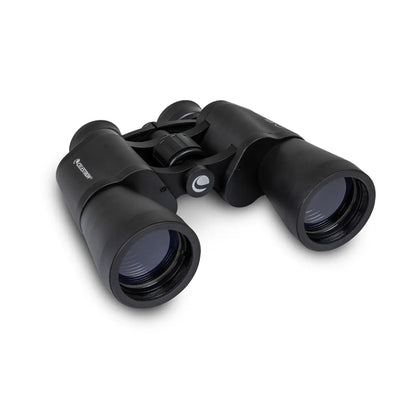 Black binoculars on a white background