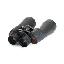 Pair of black binoculars on a white background
