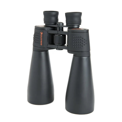 Black binoculars with a brand logo on a white background