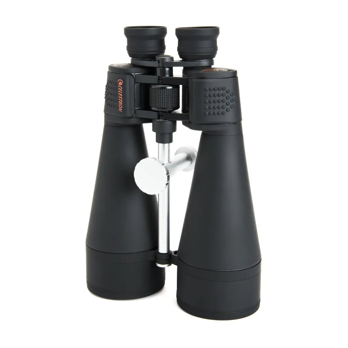 Black binoculars on a white background