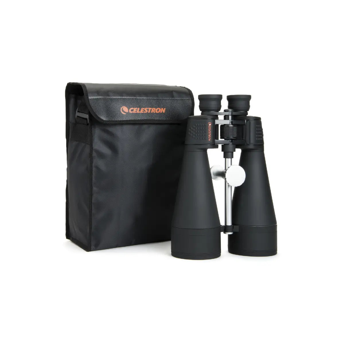 Celestron binoculars with carrying case on a white background