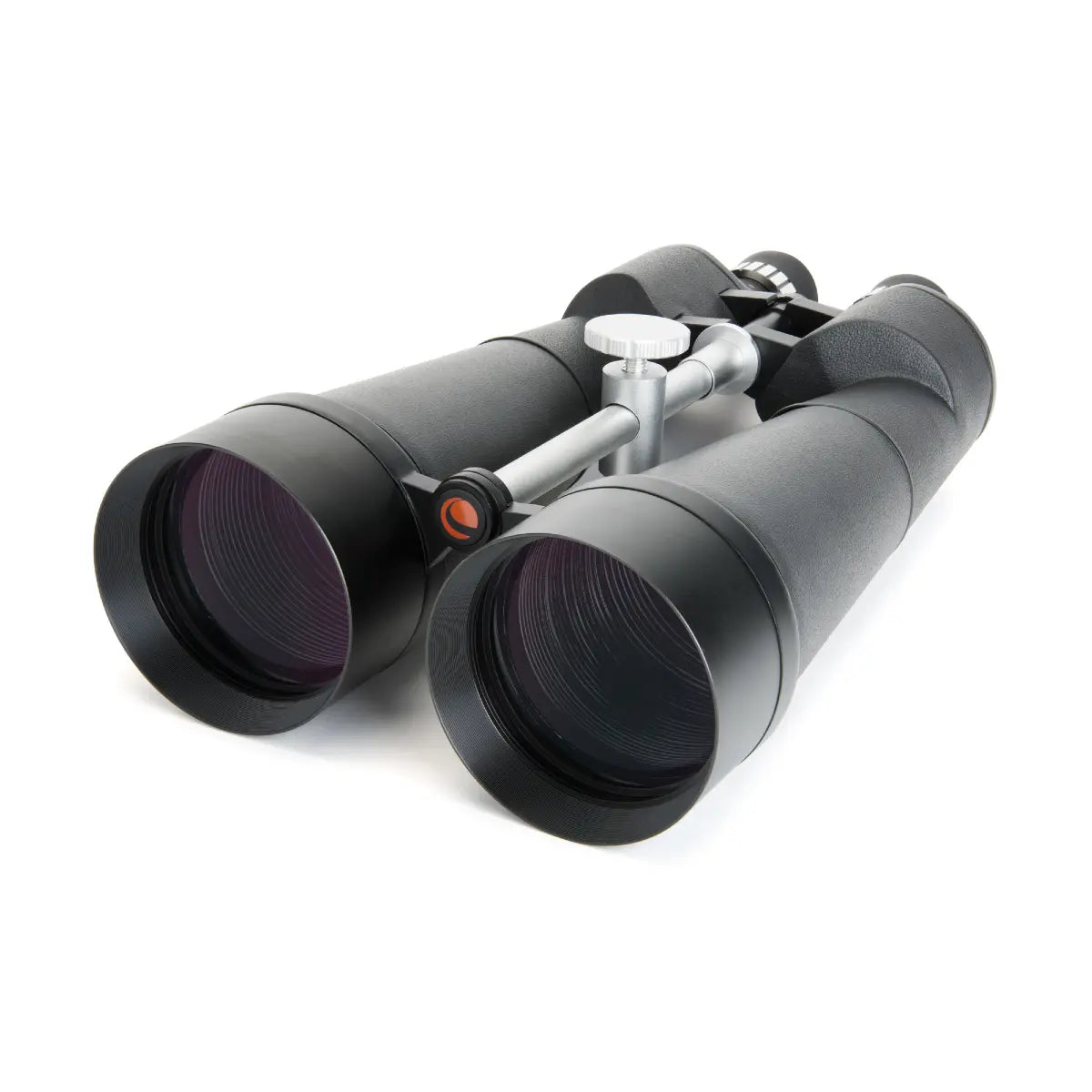 Black binoculars on a white background