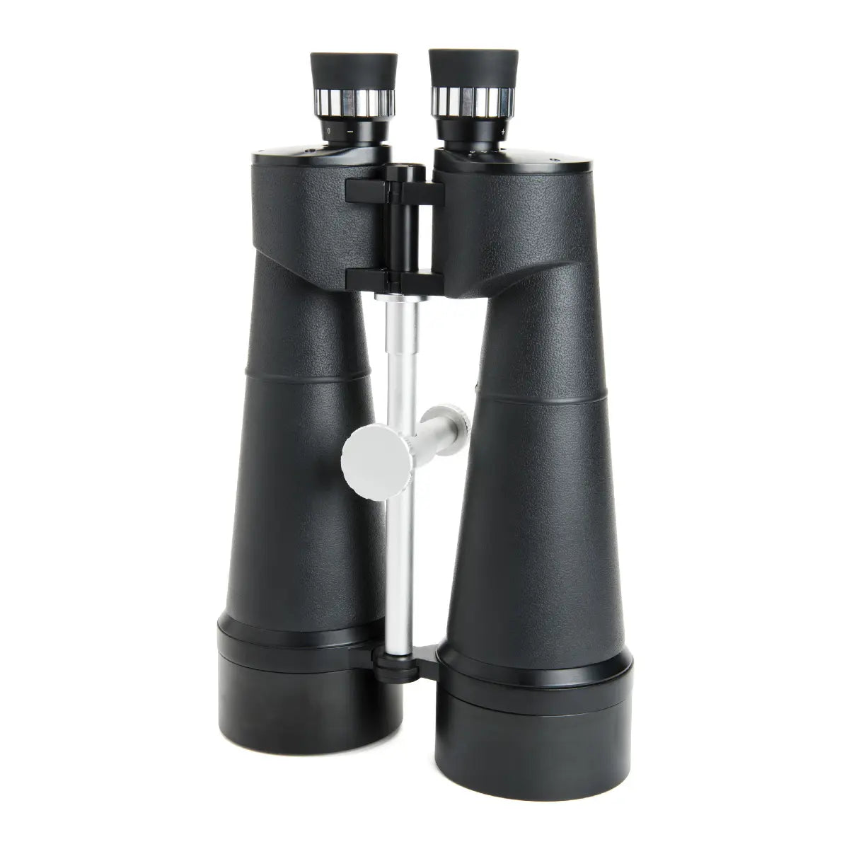 Black binoculars on a white background