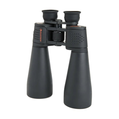 Black binoculars with a brand logo on a white background