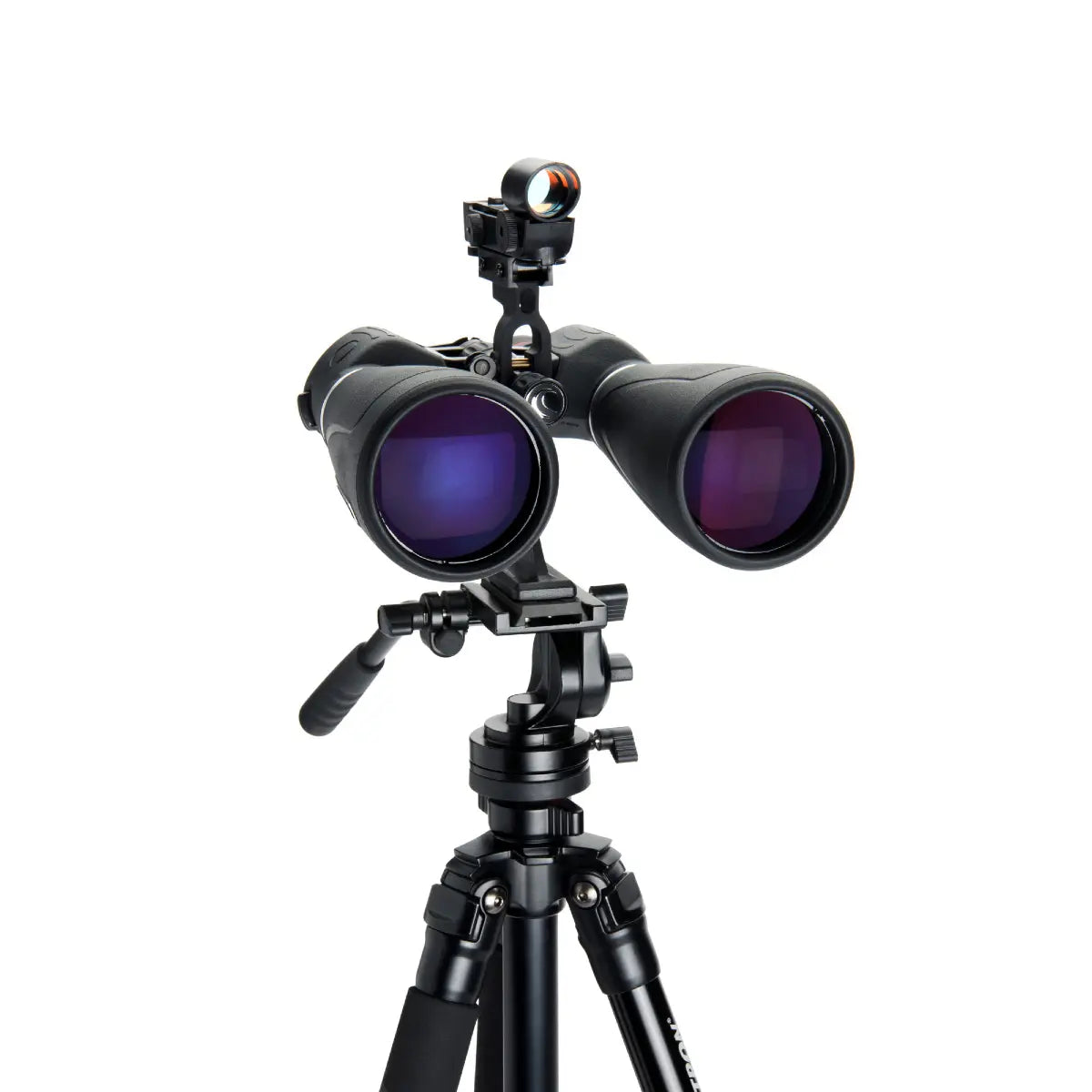 Binoculars with a tripod on a white background