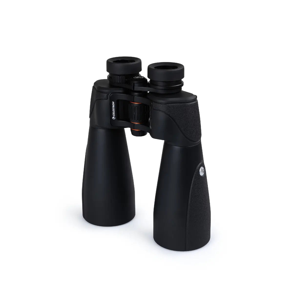 Black binoculars on a white background