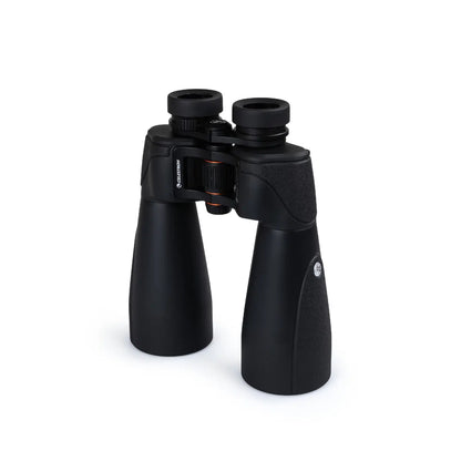 Black binoculars on a white background