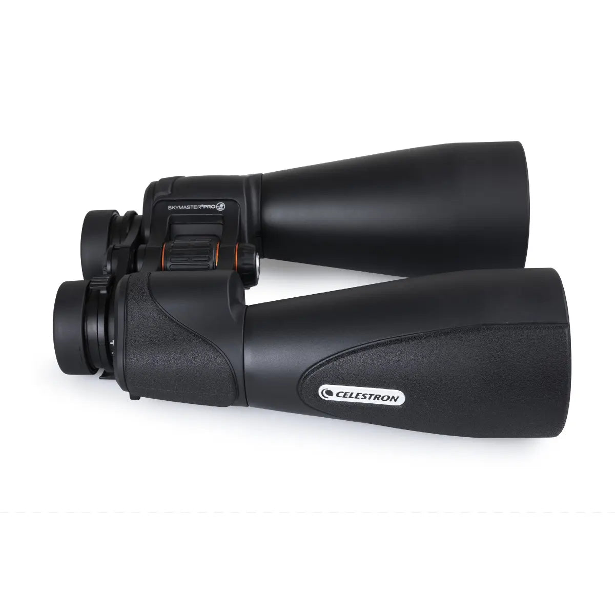 Black Celestron binoculars on a white background