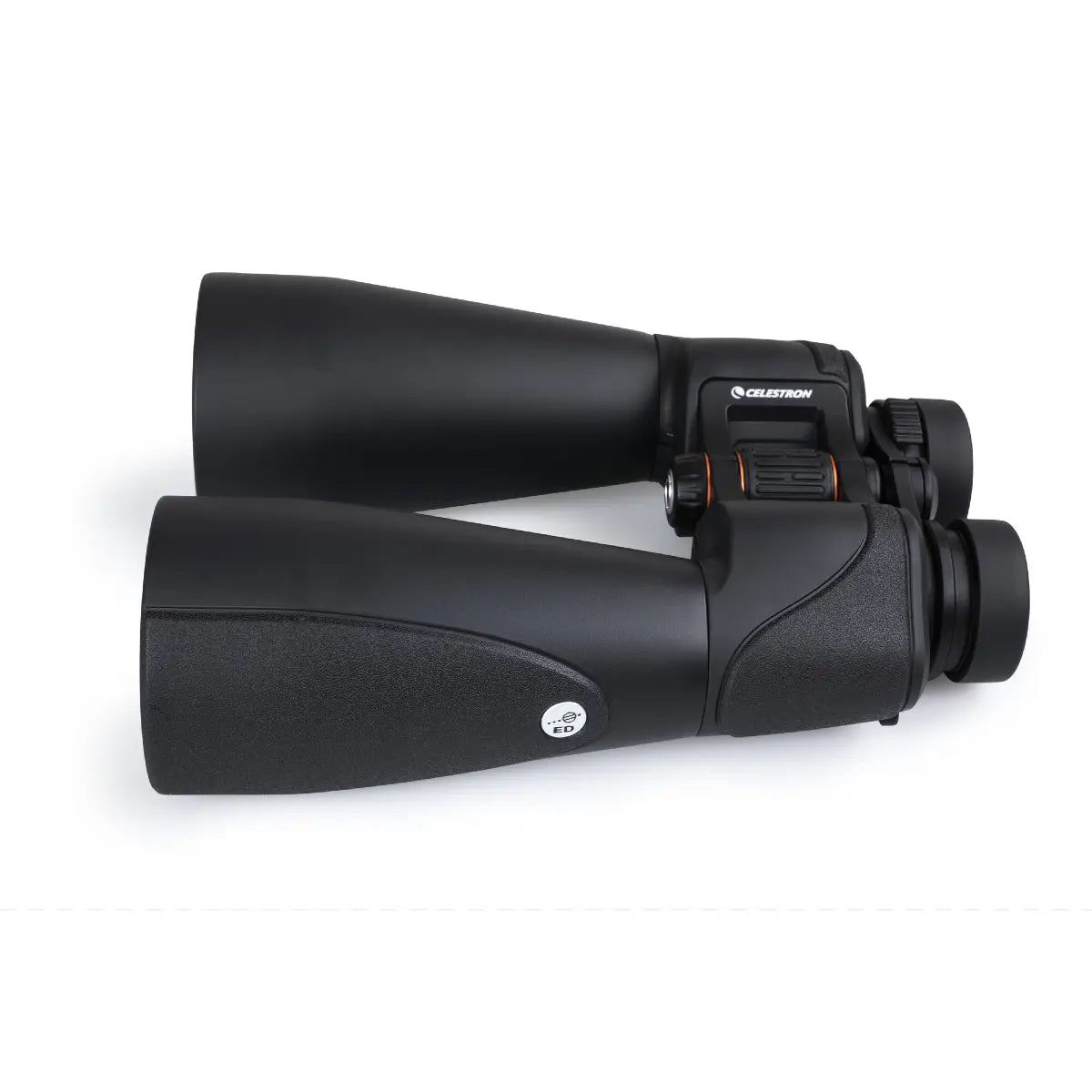 Black binoculars on a white background