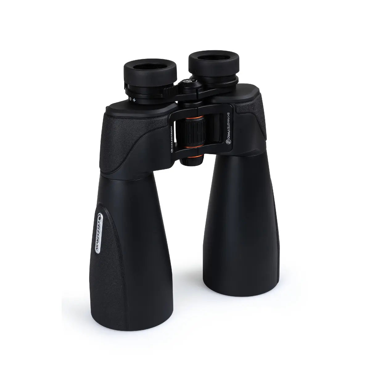 Black binoculars on a white background