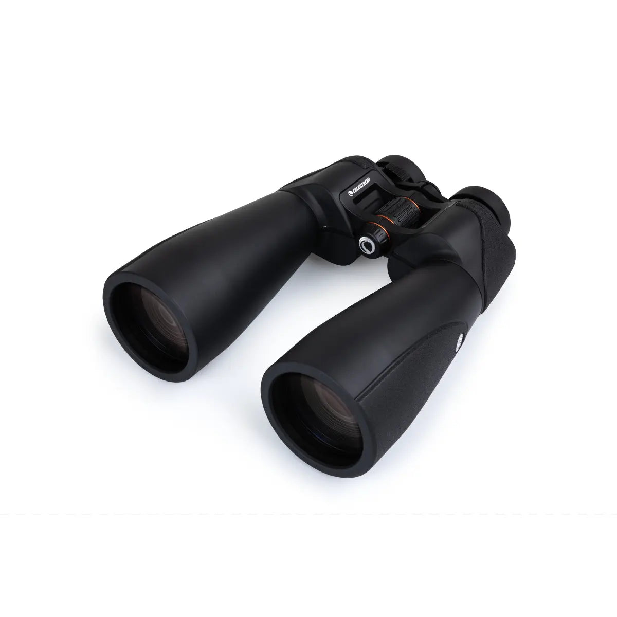 Black binoculars on a white background