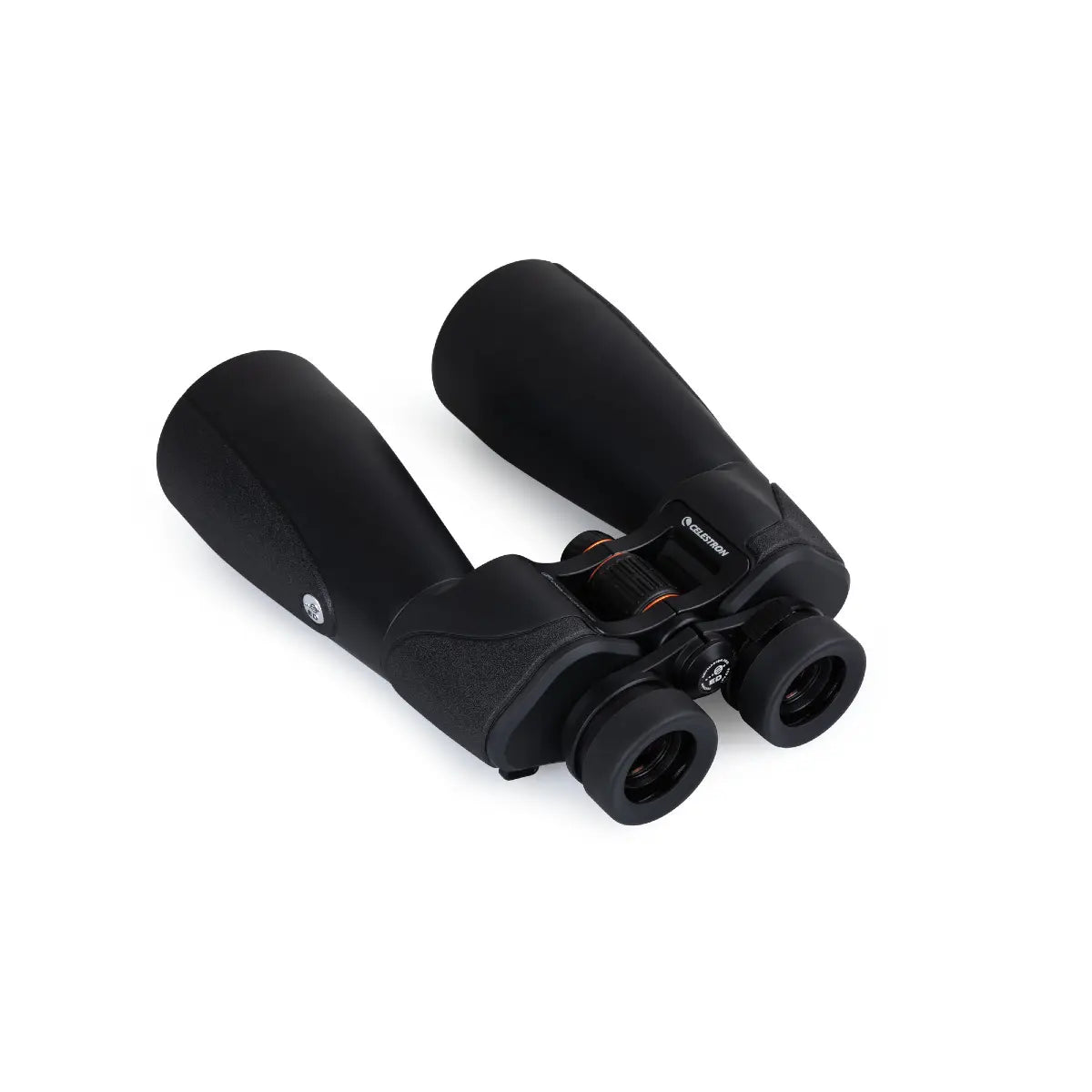 Black binoculars on a white background