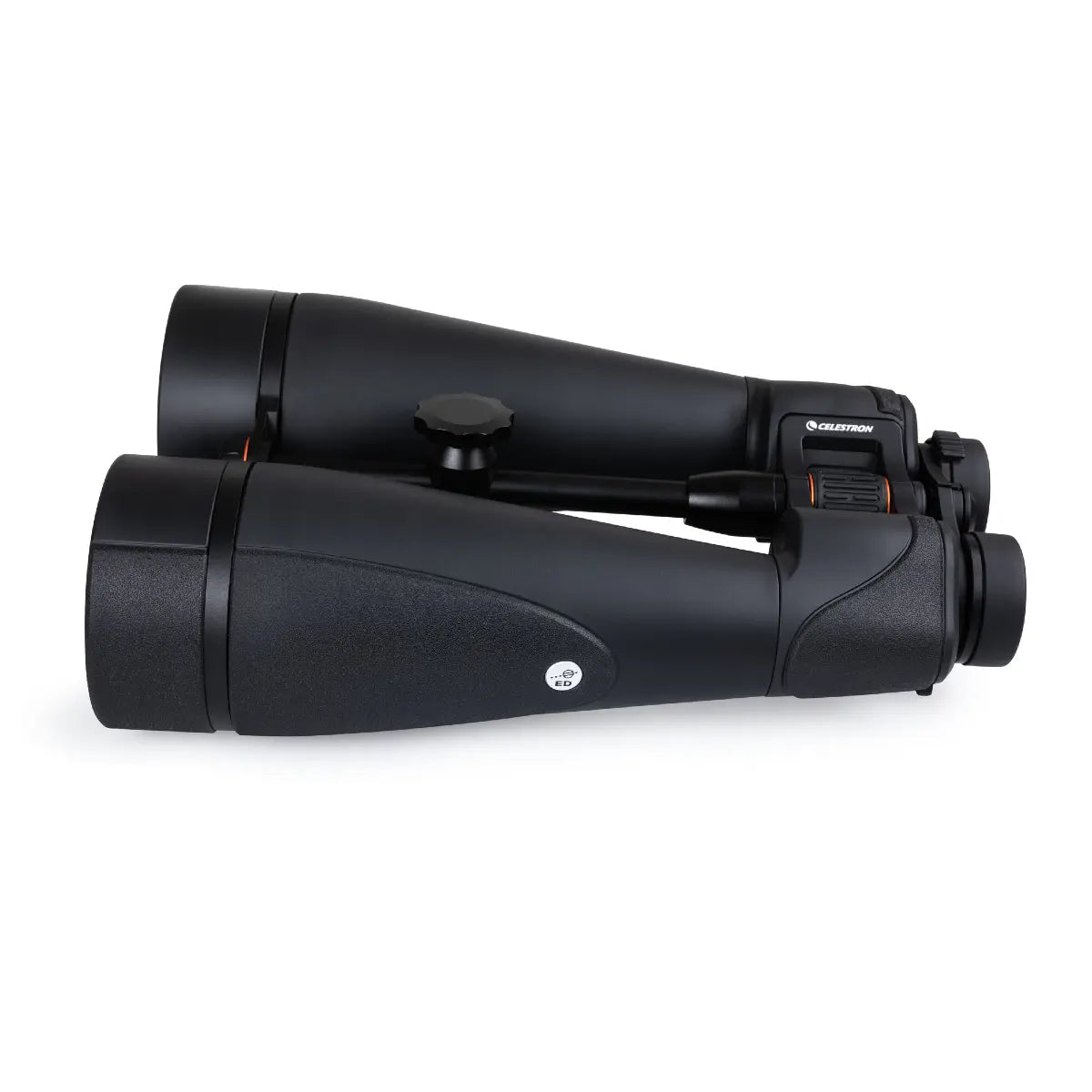 Black binoculars on a white background