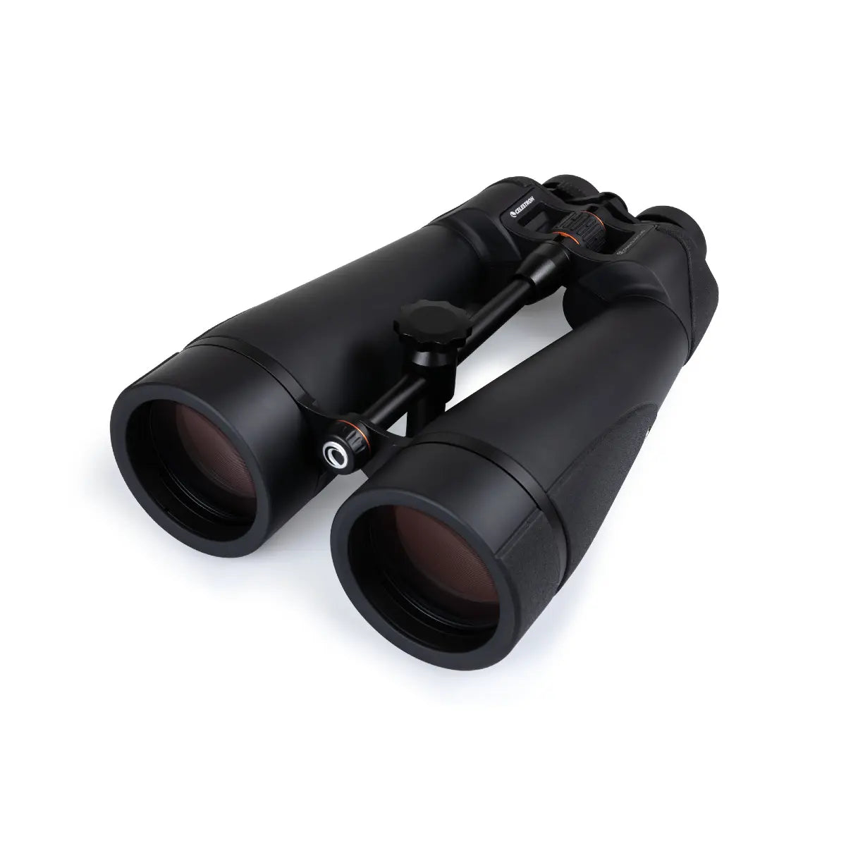 Black binoculars on a white background