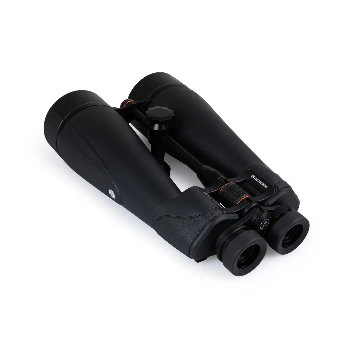 Black binoculars on a white background