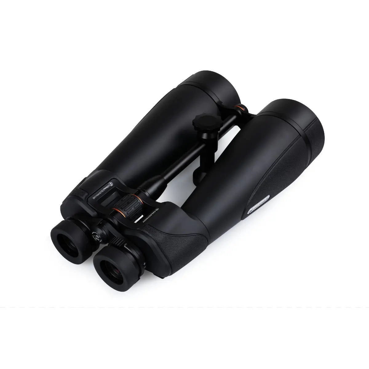 Black binoculars on a white background