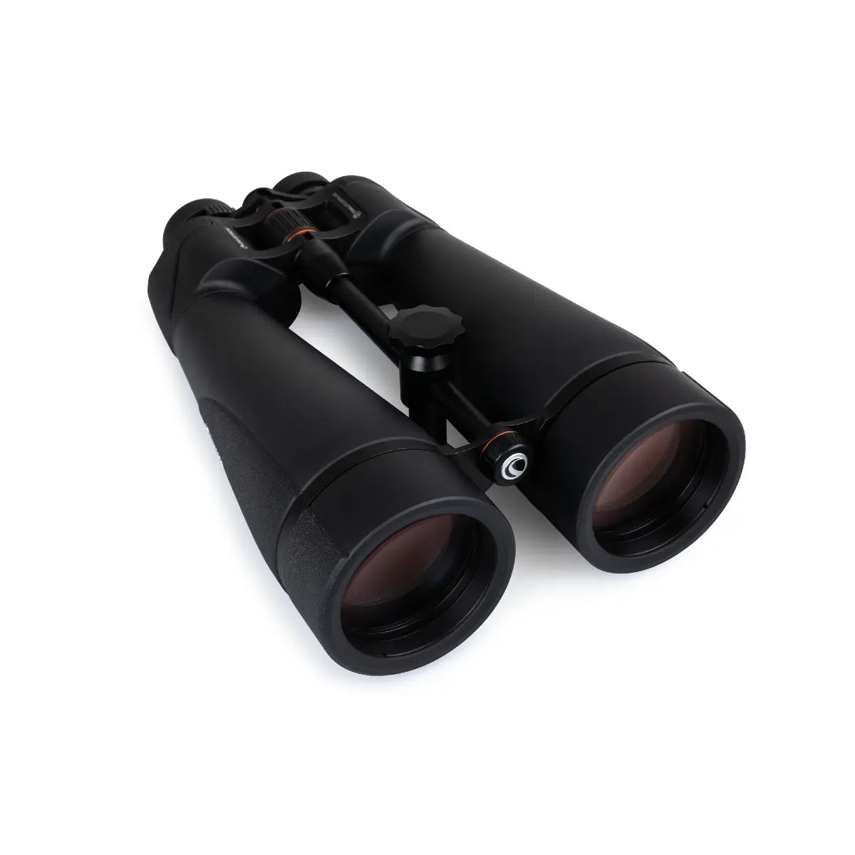 Black binoculars on a white background