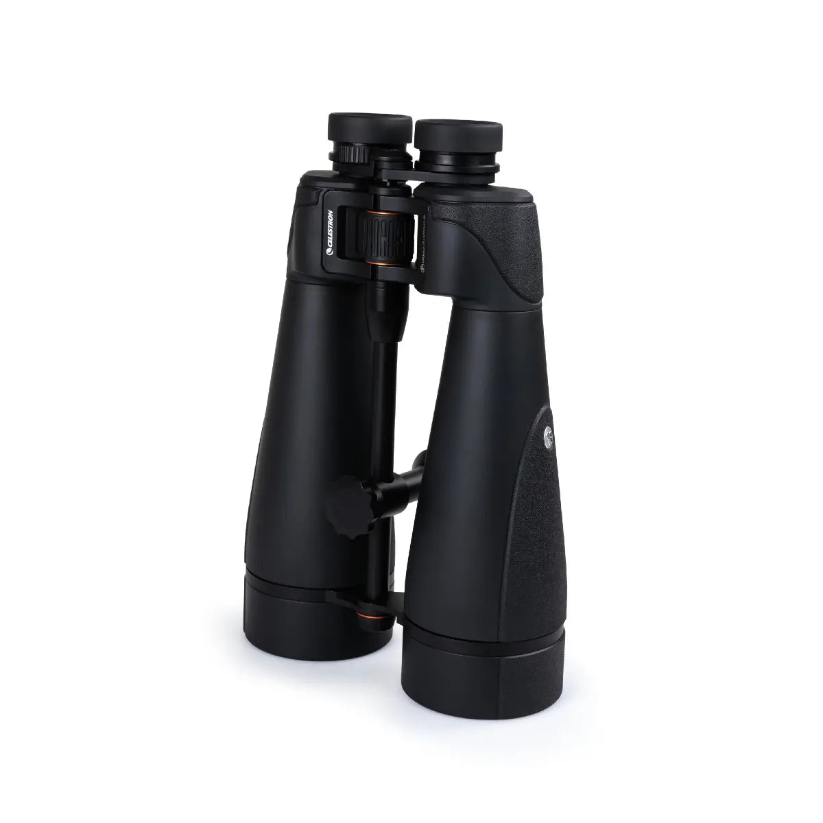 Black binoculars on a white background