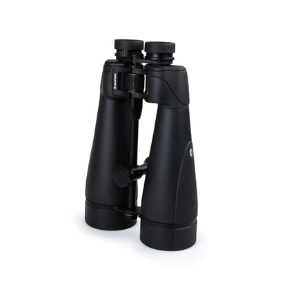 Black binoculars on a white background