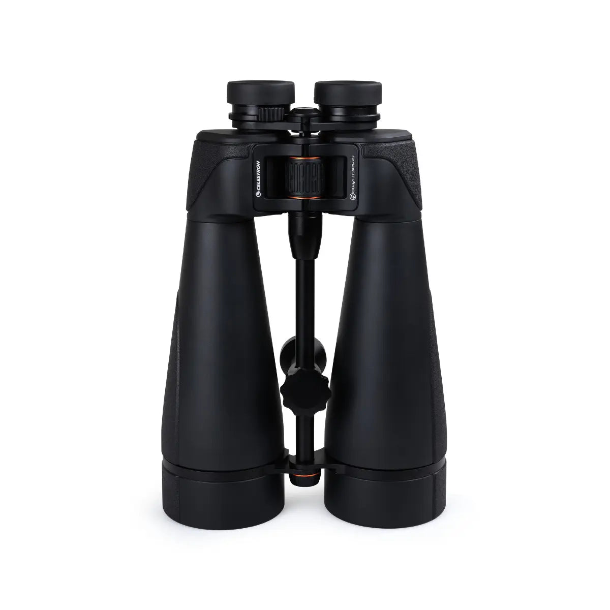 Black binoculars on a white background