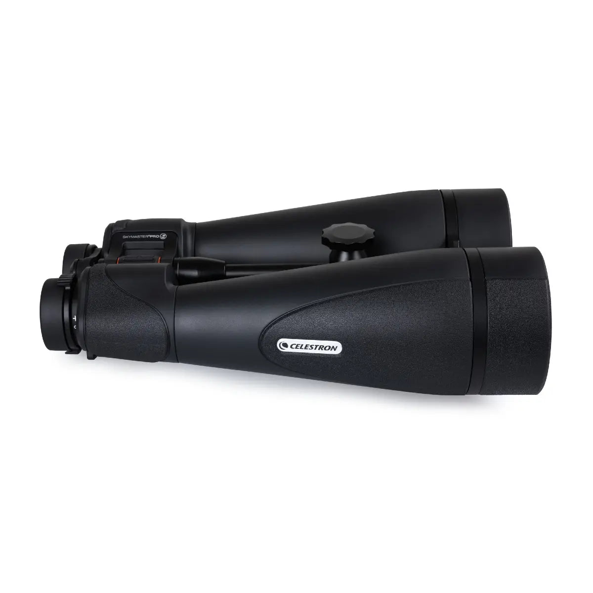 Black Celestron binoculars on a white background