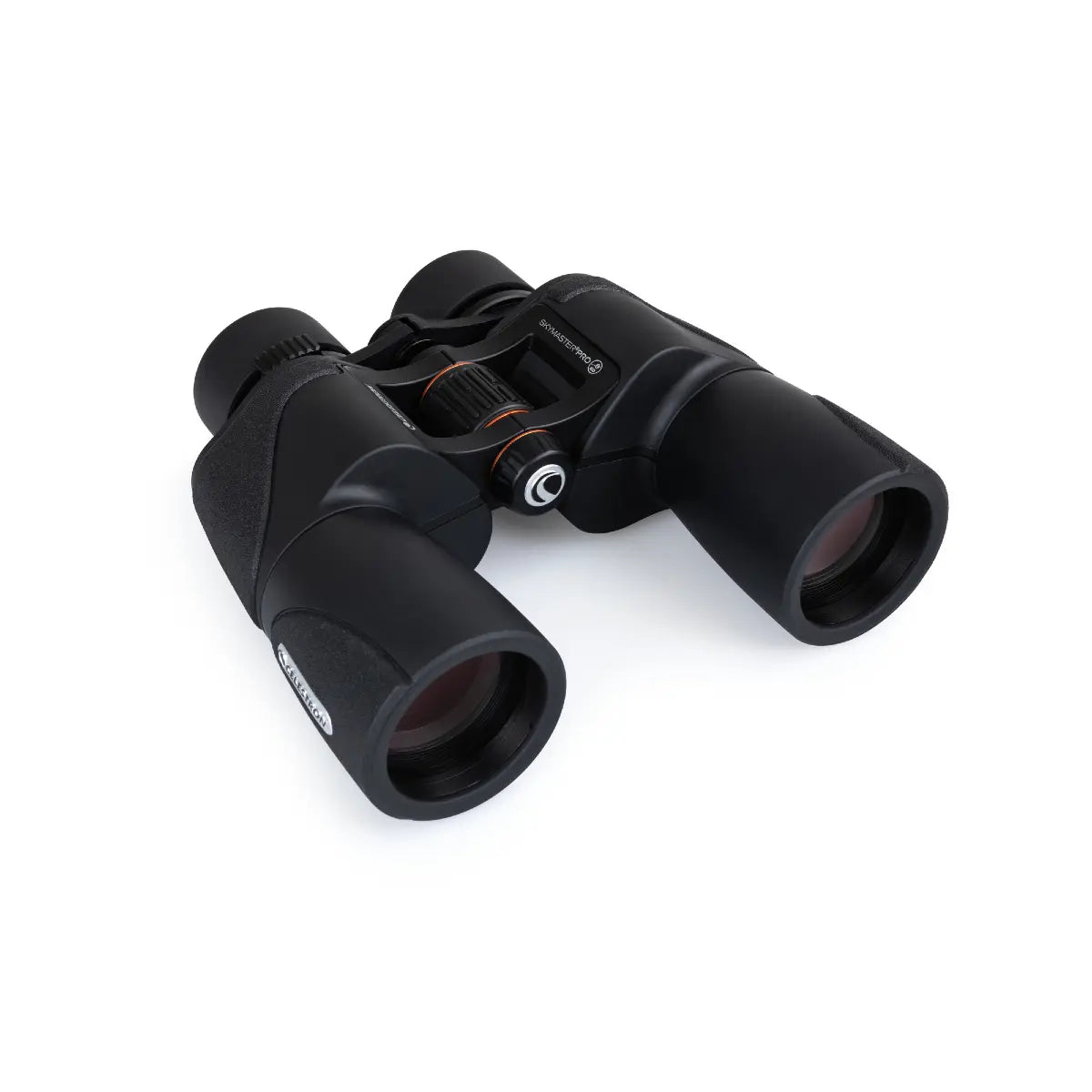 Black binoculars on a white background