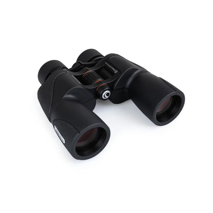 Black binoculars on a white background