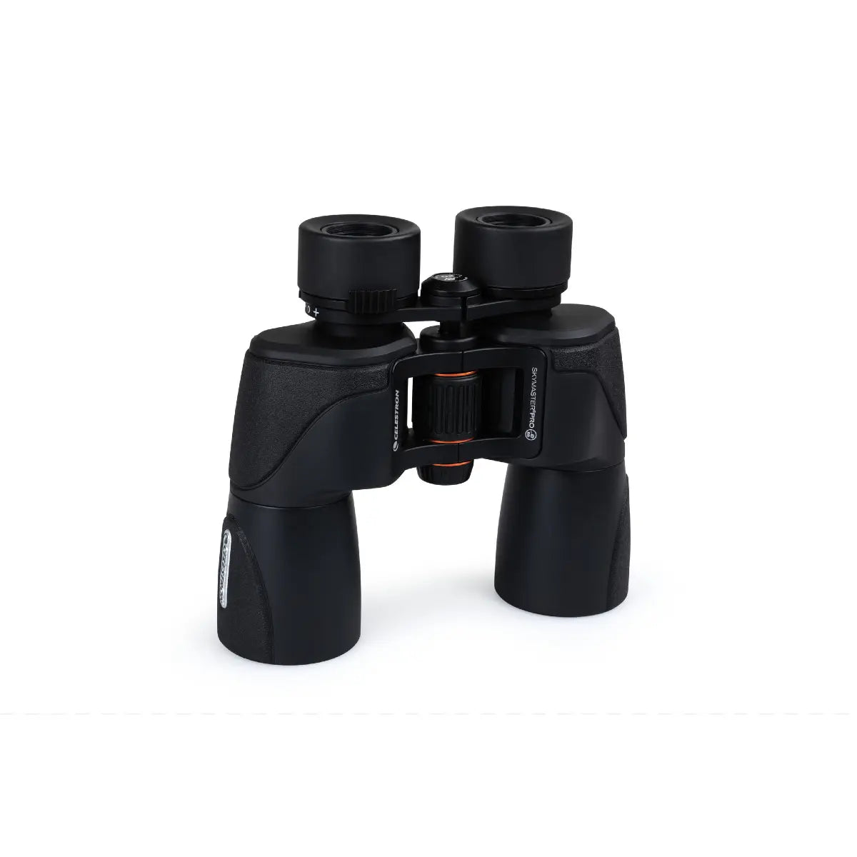 Black binoculars on a white background