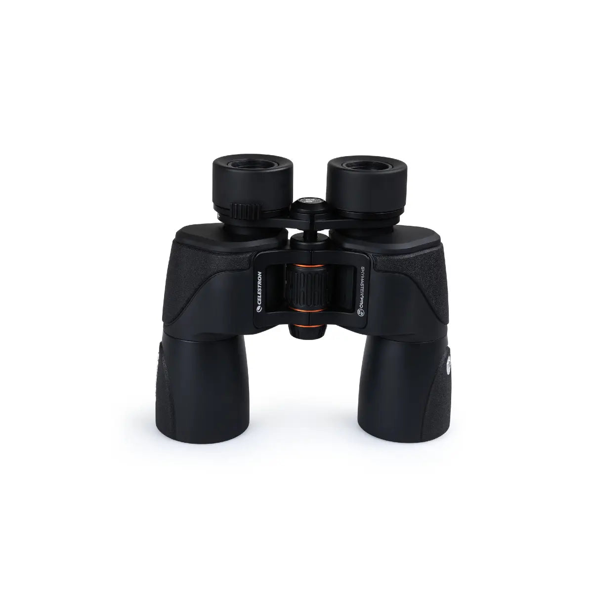 Black binoculars on a white background