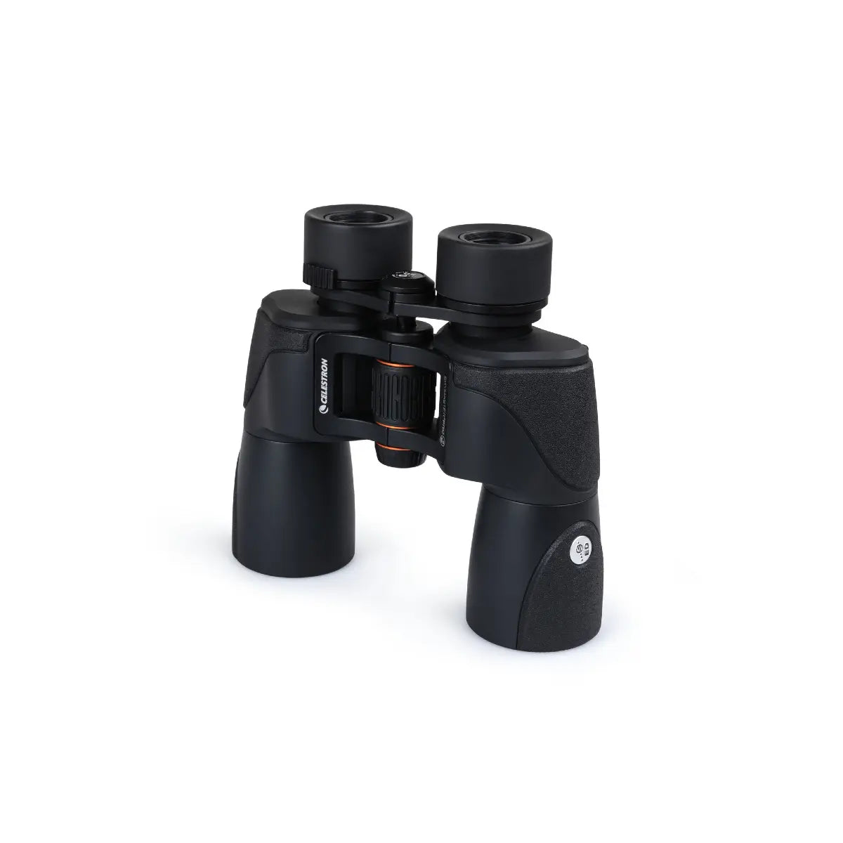 Black binoculars on a white background