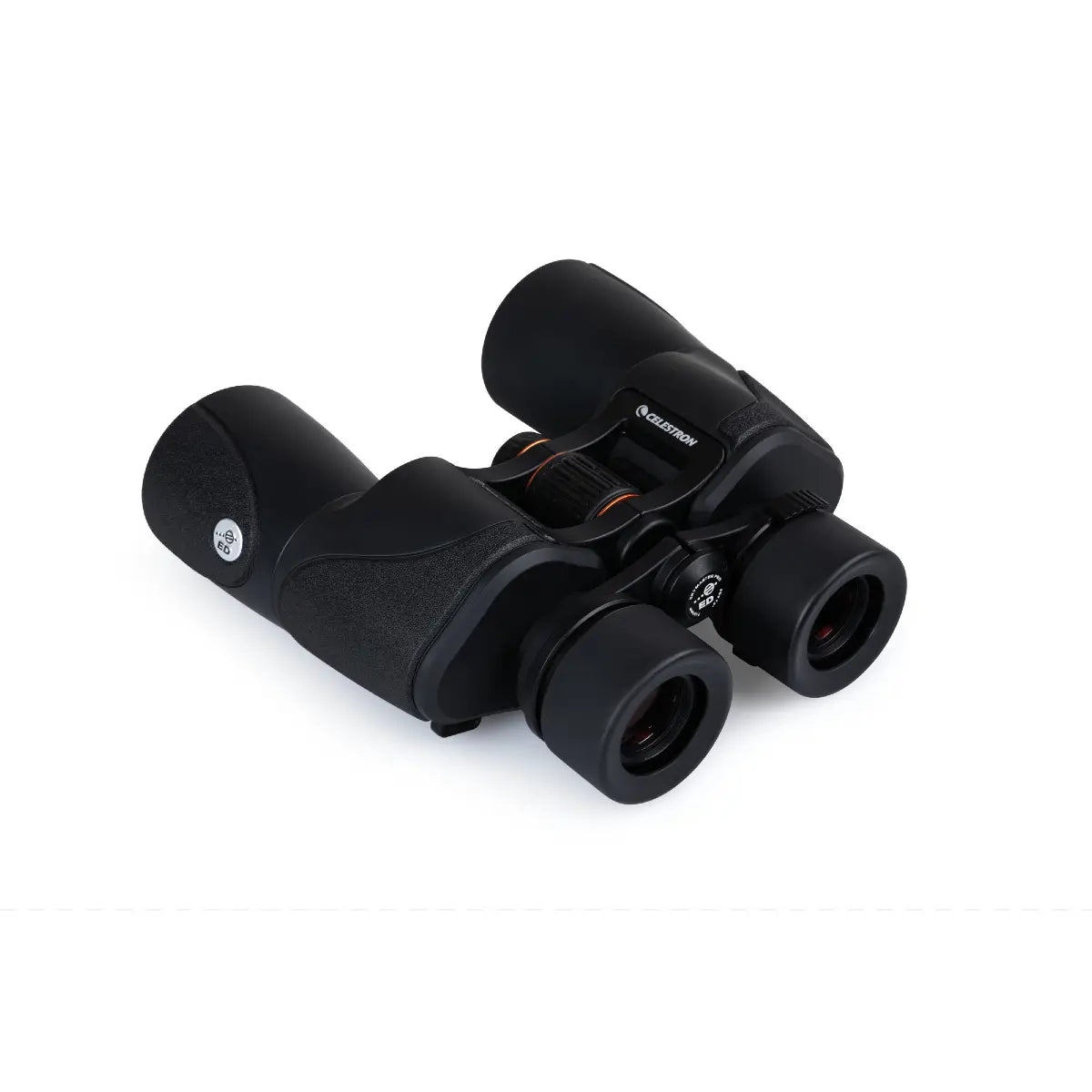 Black binoculars on a white background