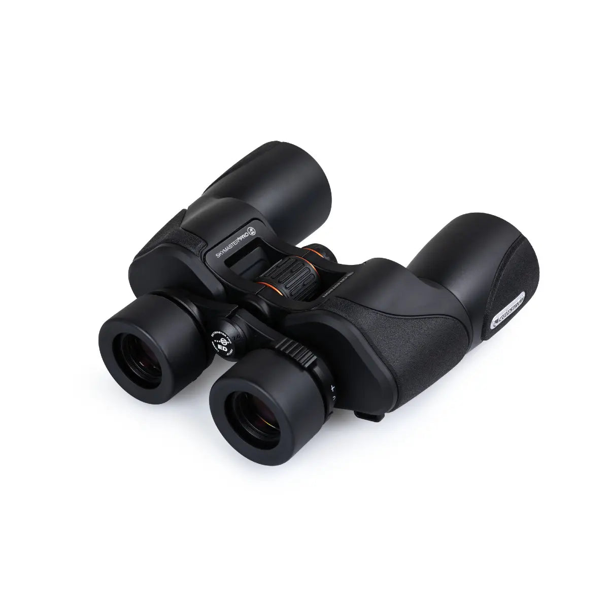 Black binoculars on a white background