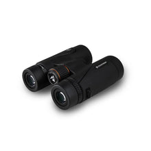 Black binoculars with a brand logo on a white background